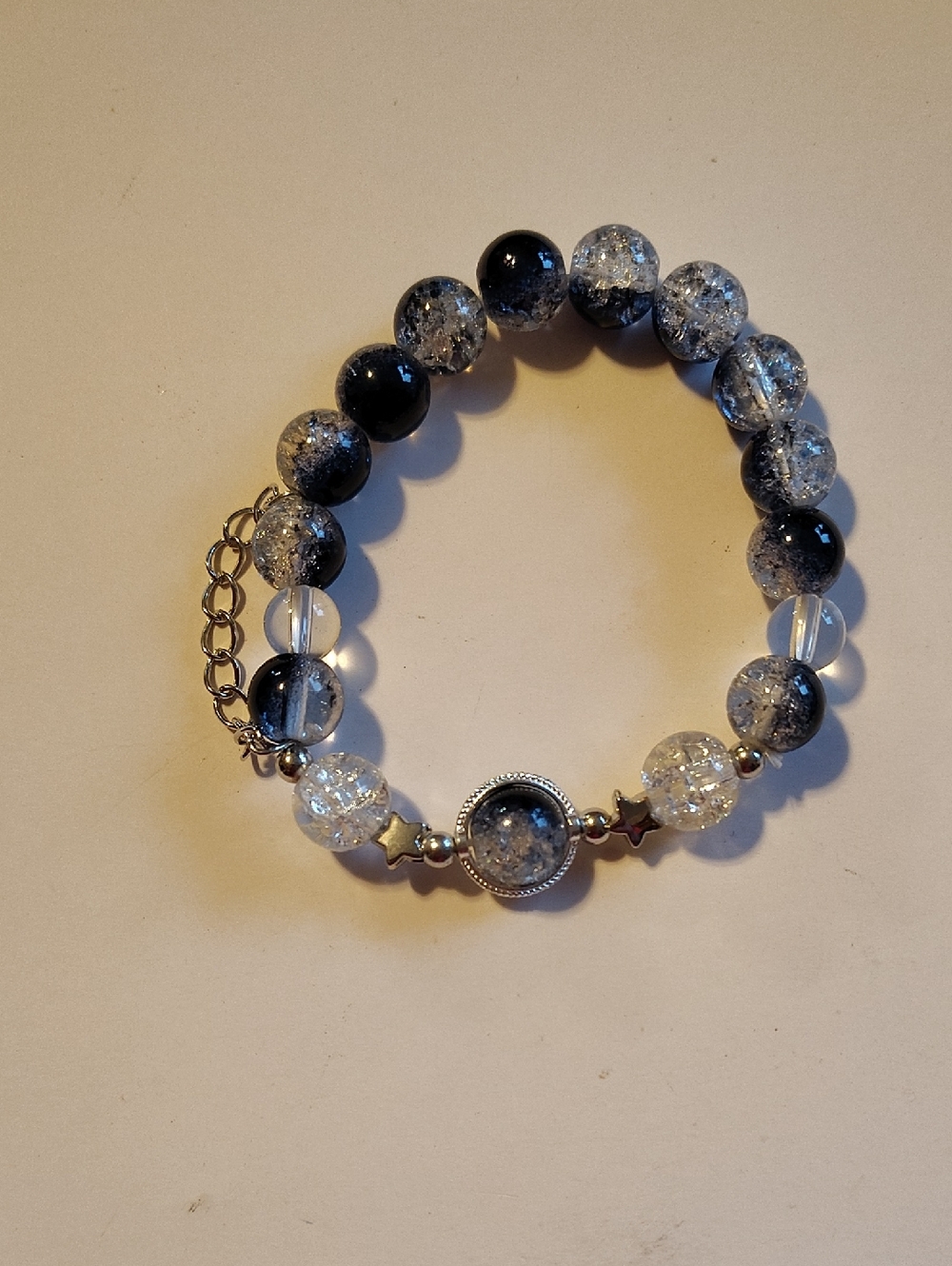 Handcrafted Black and Clear Beaded Bracelet - Elegant Women's Jewelry